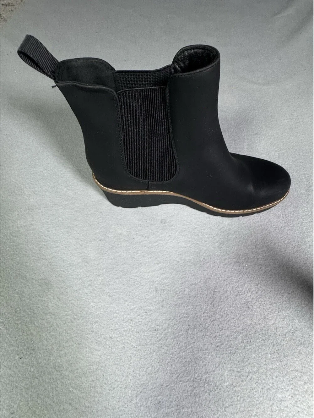 Athlefit Women's Chelsea Wedge Boots Black Pull On Ankle Booties Size 9.5